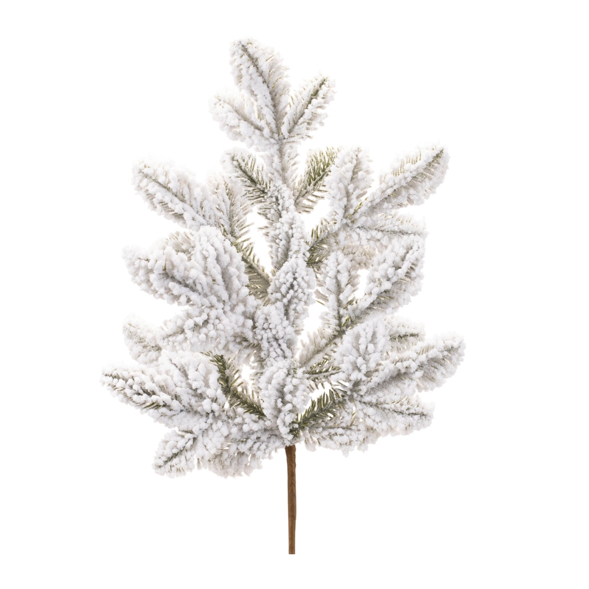 95817DS 24 in. Plastic Flocked Pine Spray, White & Brown - Set of 6