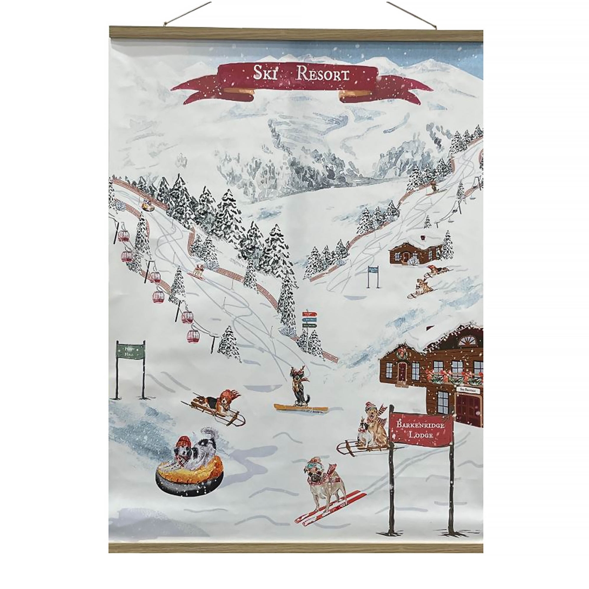 Picture of Melrose 95959DS 36 x 48 in. Canvas & MDF Ski Dogs Banner&#44; White&#44; Blue & Red