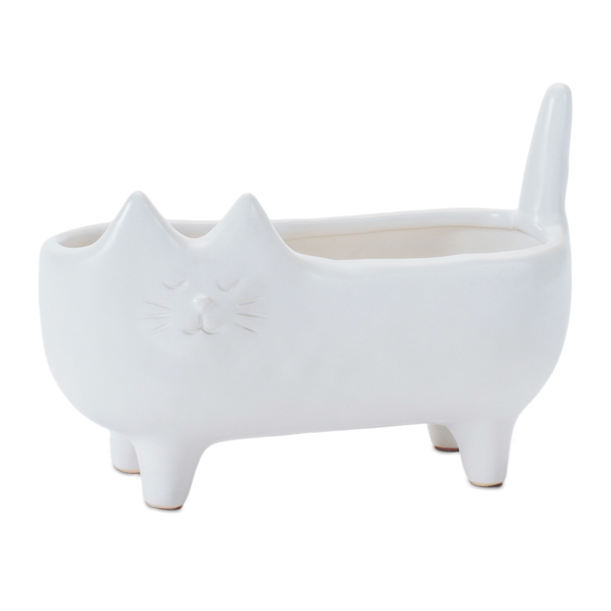 96350DS 6 x 4.25 in. Ceramic Cat Container, White - Set of 2
