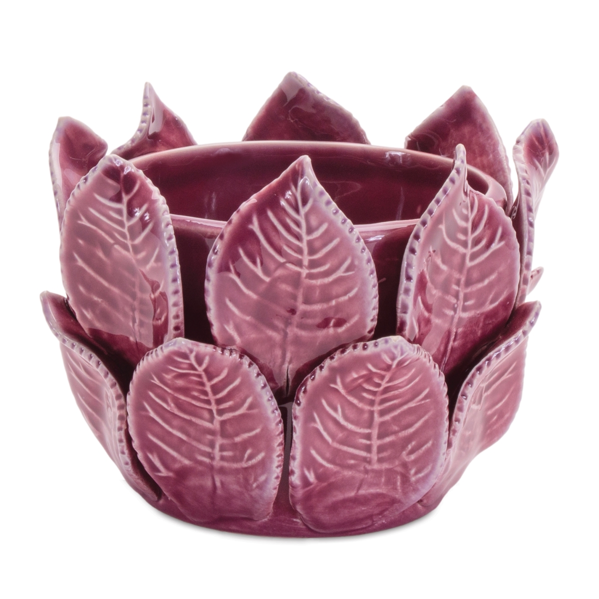 Picture of Melrose 96367DS 4.5 x 4 in. Sto are Container with Leaves&#44; Purple - Set of 2