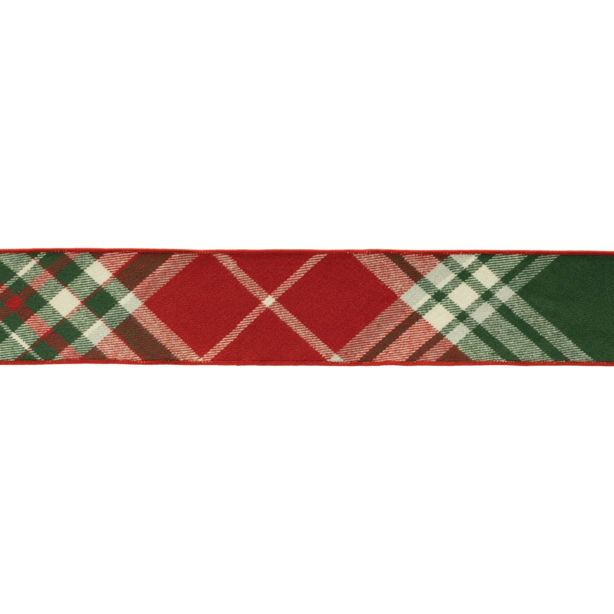 95753DS 4 in. x 5 yards Wired Polyester, Red & Green