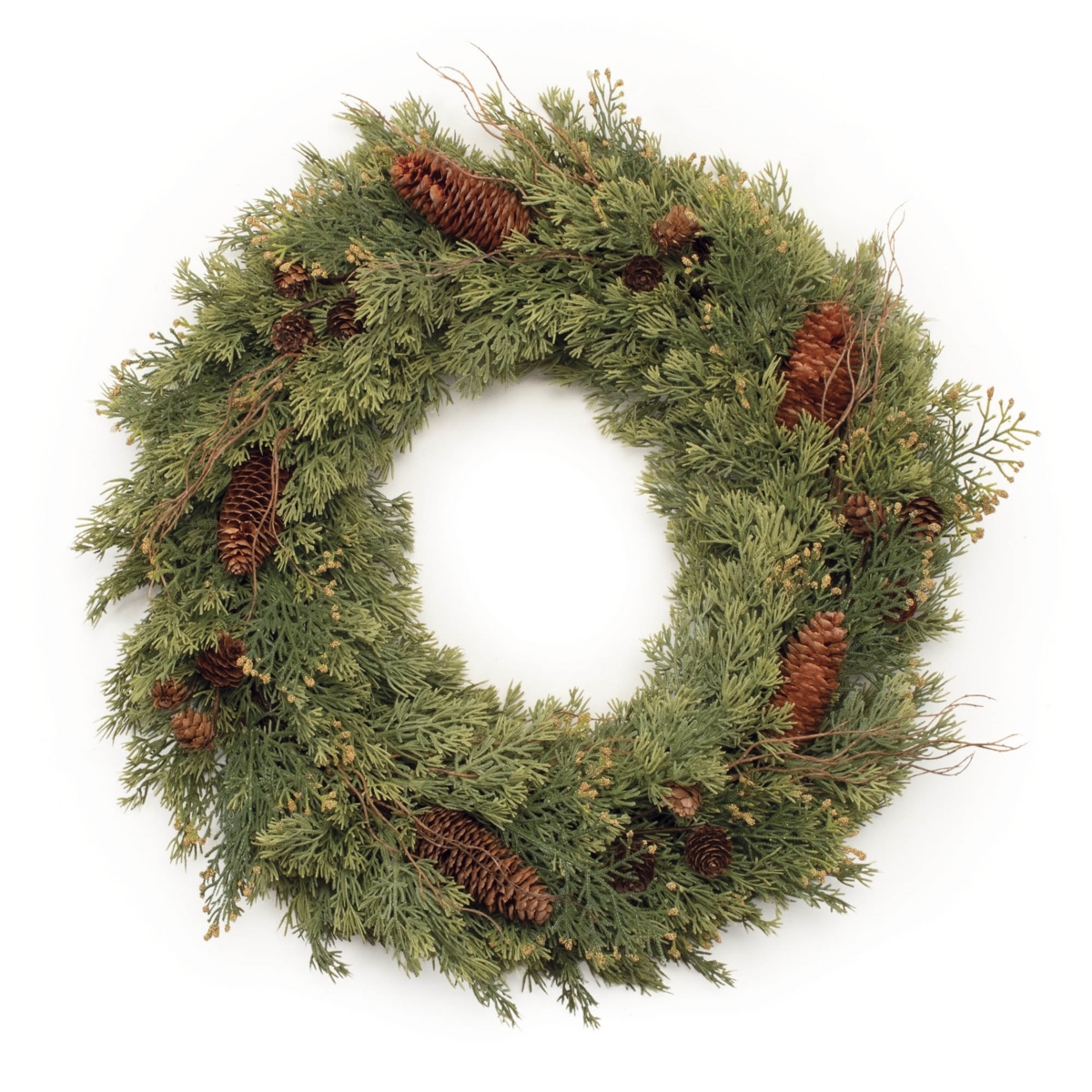 Picture of Melrose 95923DS 22 in. Plastic & Twig Pine Wreath&#44; Green & Brown