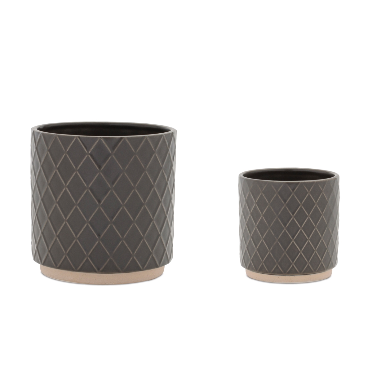 96360DS 4 x 4 in., 5.75 x 5.75 in. Ceramic Container, Gray - Set of 2