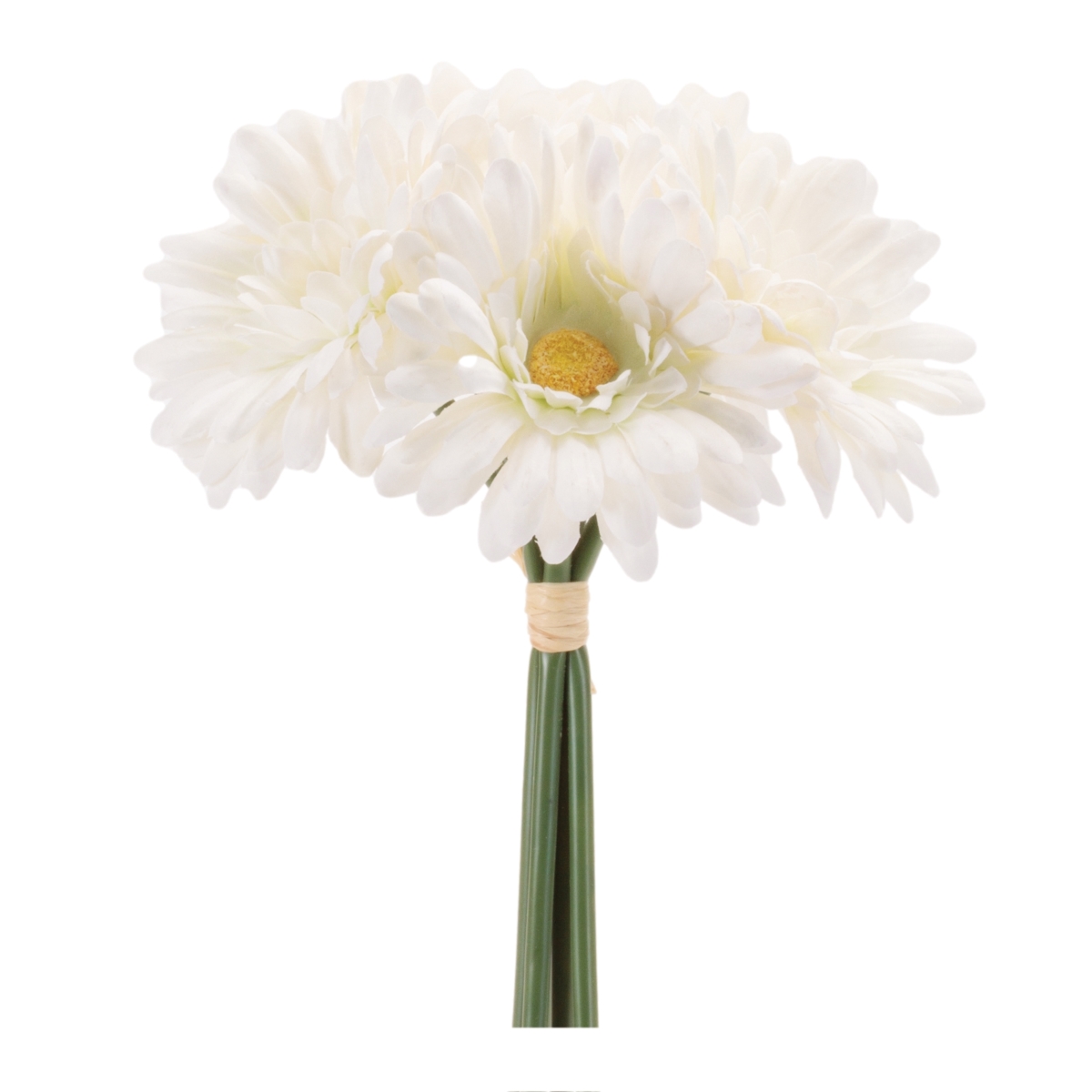 Gerbera Daisy Floral Bundle - White & Green - Set of 6 - Realistic Look