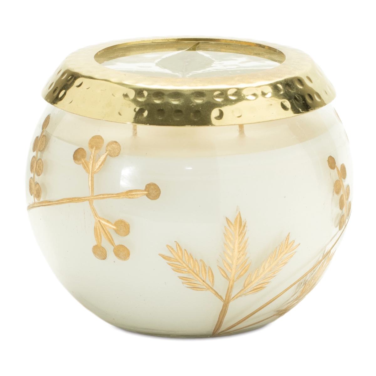 5 x 4 in. Glass & Paraffin & Soy Candle - White & Gold