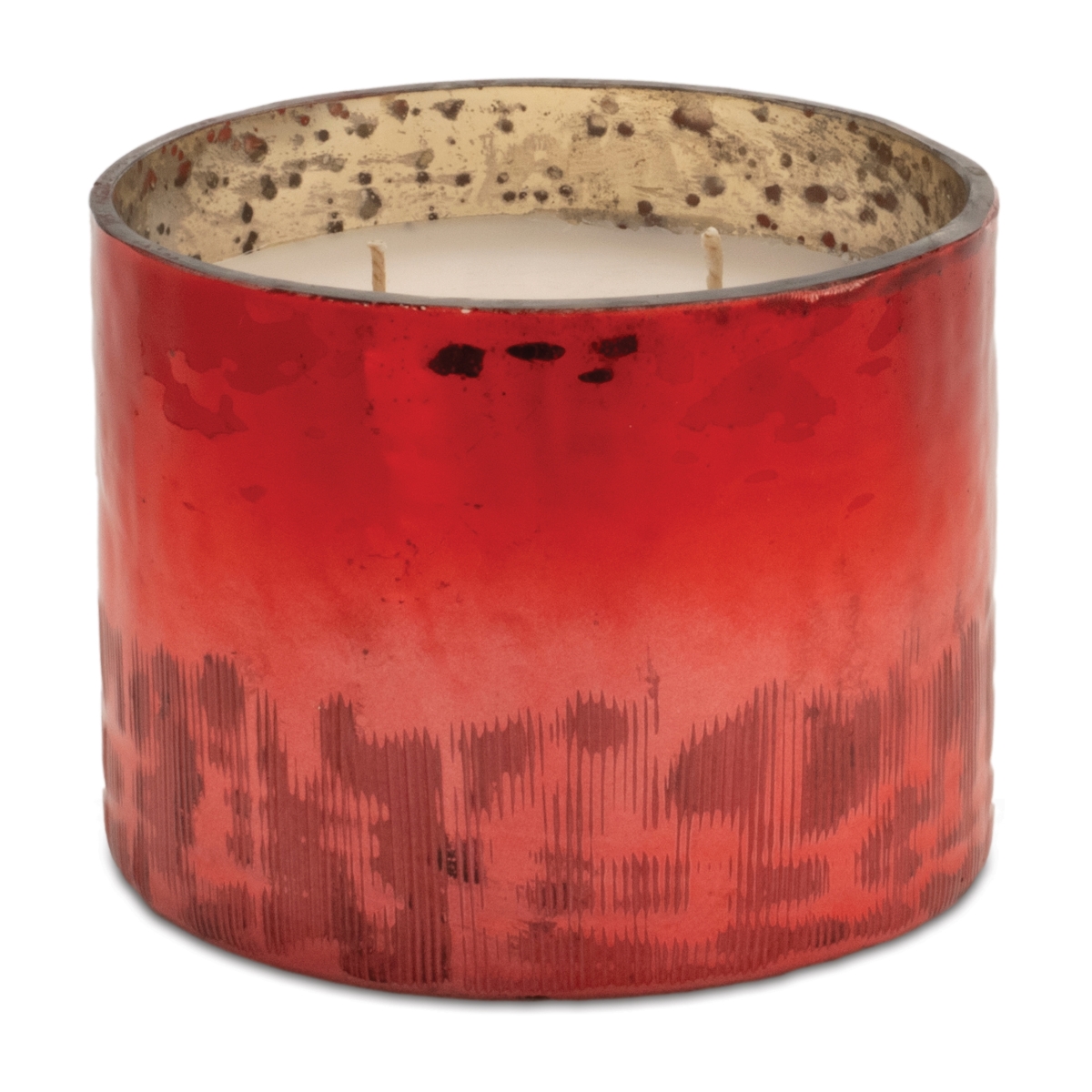 94879DS 4 x 3 in. Glass & Paraffin & Soy Candle, Red & Silver