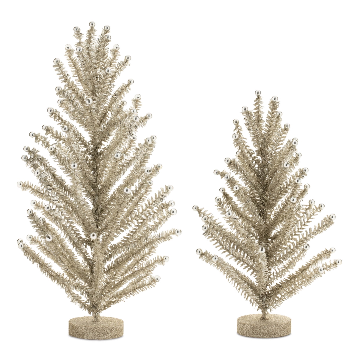 95435DS 14, 17.5 in. Plastic & MDF Mini Tree, Silver - Set of 2