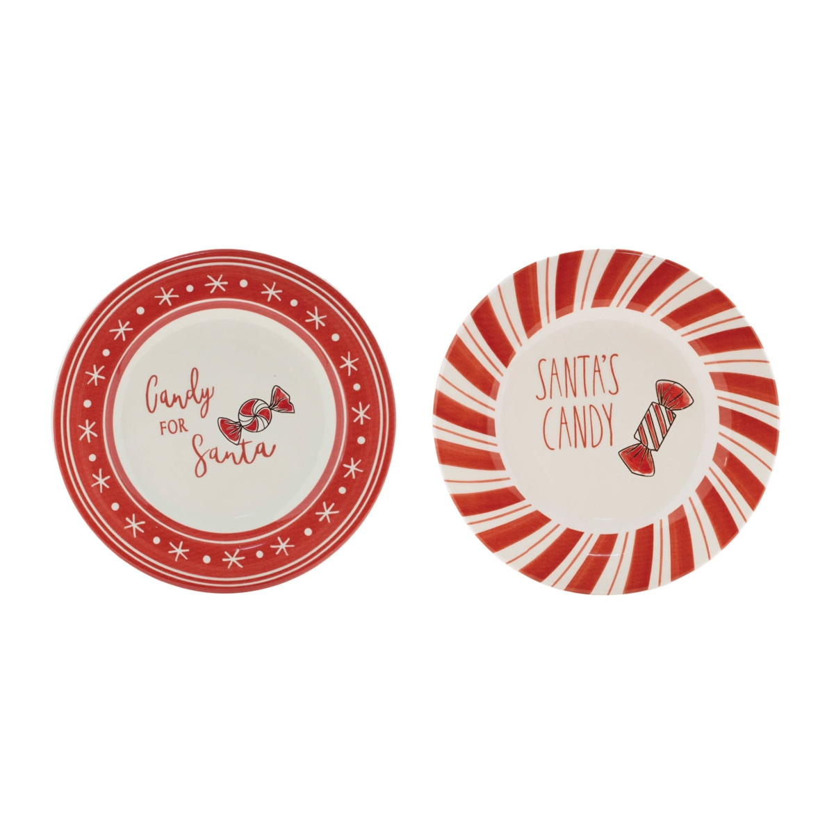 95459DS 8 in. Ceramic Santa Candy Plate, Red & White - Set of 4
