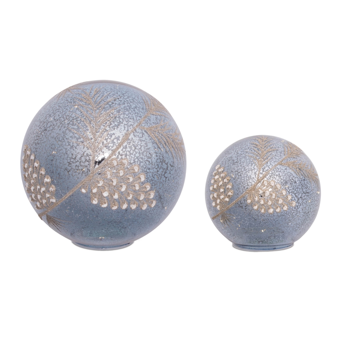 Picture of Melrose 95586DS 5 in.&#44; 7.5 in. Glass 3 AA Batteries Not Included LED Globe with Cone&#44; Blue & Gray - Set of 2