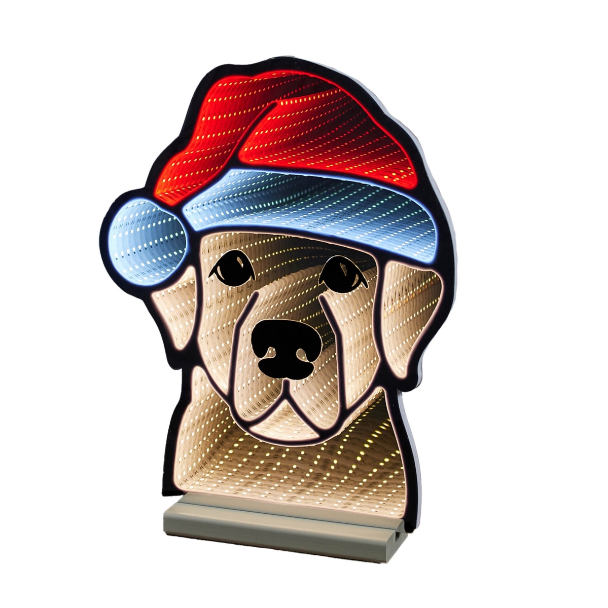 Picture of Melrose 95917DS 16.5 in. Acrylic UL Plug Dog with Santa Hat Ekkolight&#44; Beige & Red