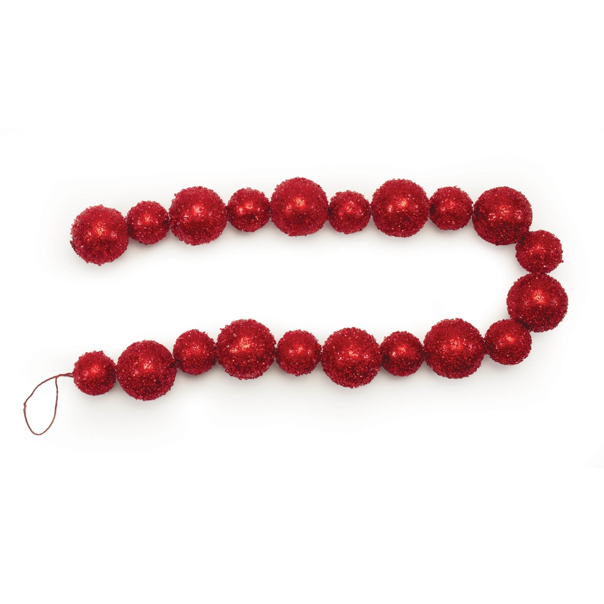 95433DS 48 in. Foam Beaded Ball Ornament String Garland, Red - Set of 2