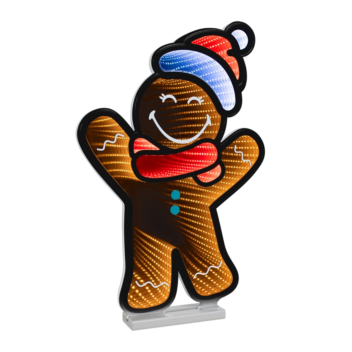 99082DS 24 in. Acrylic UL Plug SmileyWorld Gingerbread Man Ekkolight - Brown, Red & White
