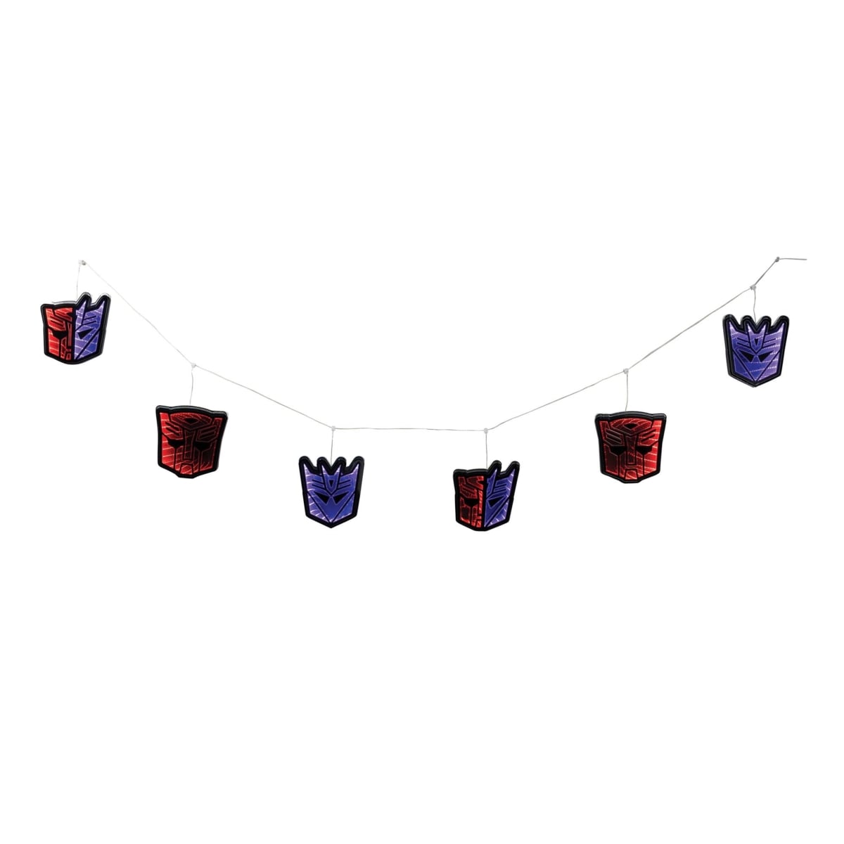 99104DS 5.5 ft. x 10 in. Acrylic UL Plug Transformers Autobot & Decepticon Garland Ekkolight - Red, Purple & Black