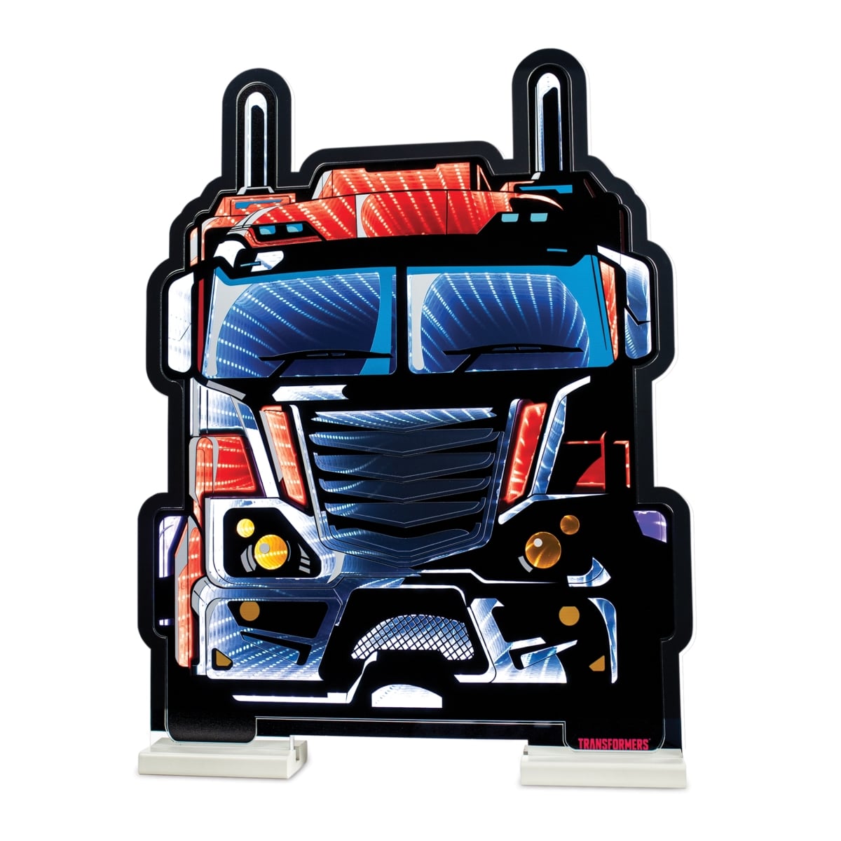 99105DS 23 in. Acrylic UL Plug Transformers Optimus Prime Vehicle Mode Ekkolight - Red, Blue & White