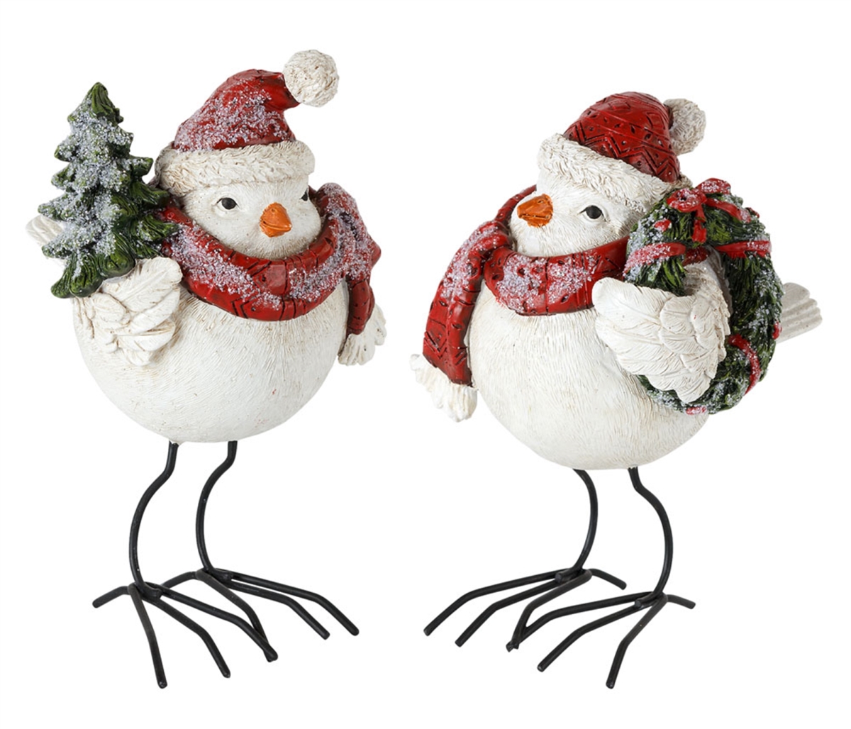 Picture of Melrose International 80479 6 in. Bird with Santa Hat, White - Set of 4