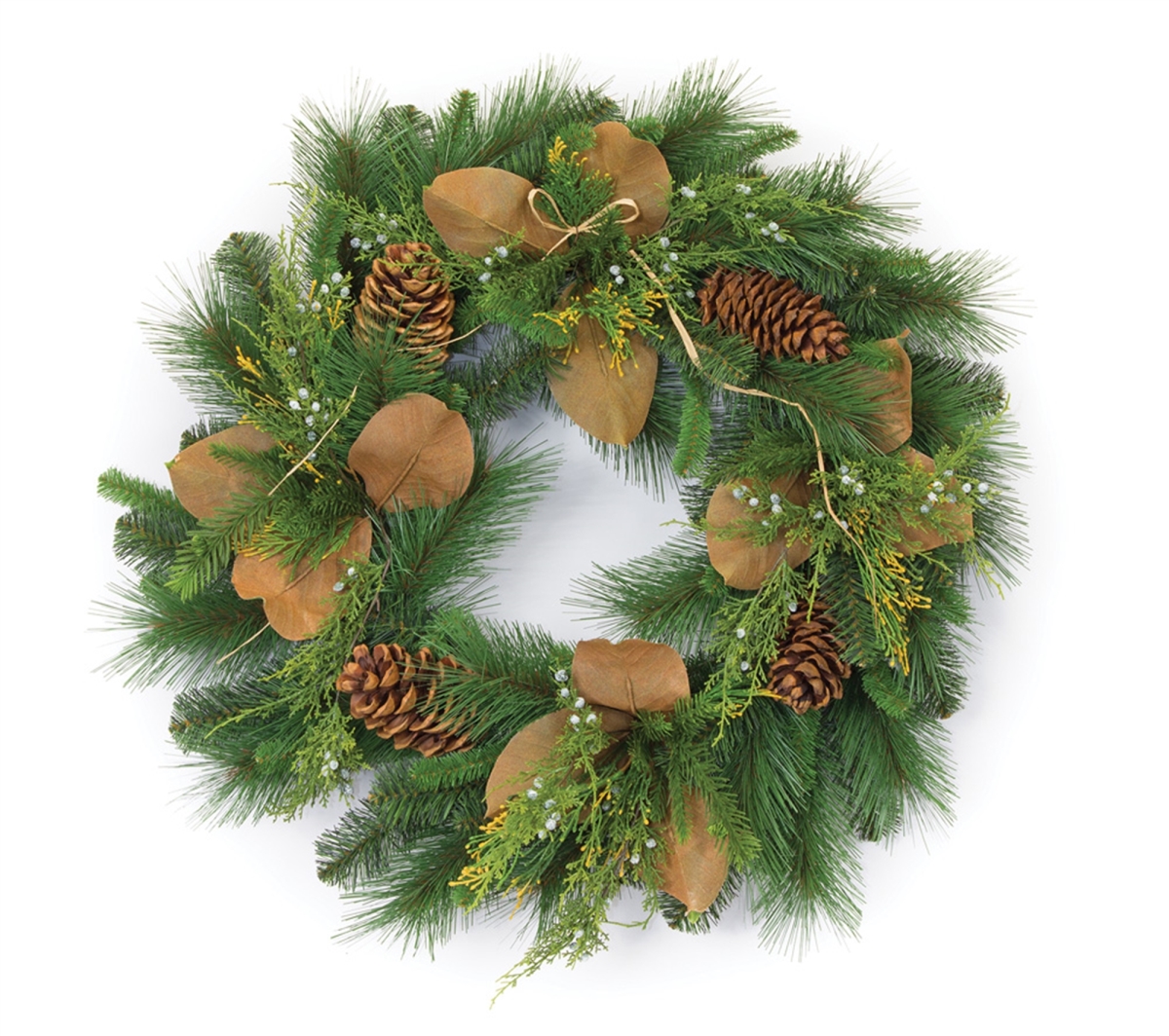 Picture of Melrose International 81159DS 24 in. PVC & Plastic Pine & Magnolia Leaf Wreath&#44; Green