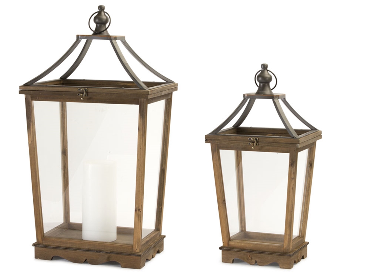 Picture of Melrose International 81407 Wooden Lantern - Set of 2