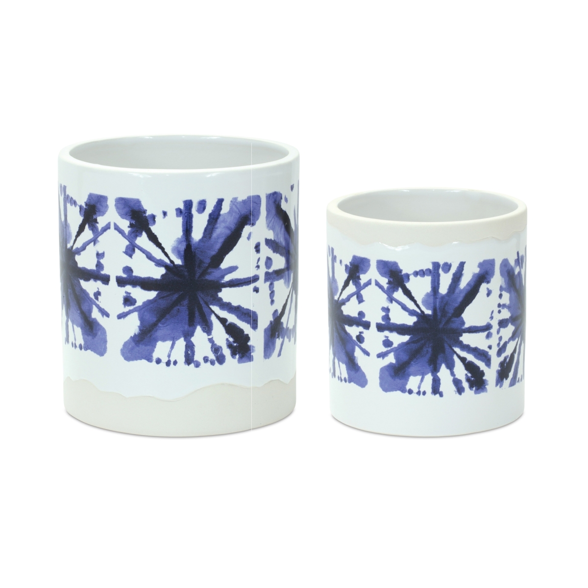 Ceramic Tie-Dye Pot Set - White - Assorted Sizes - Durable Dolomite
