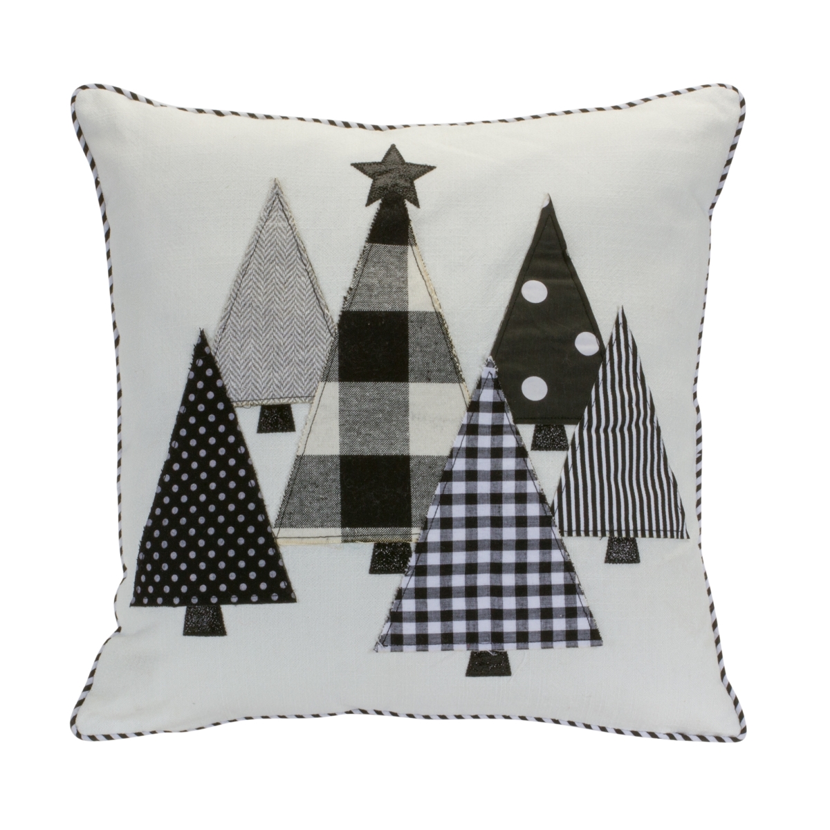 15 in. Square Polyester Tree Pillow, Black