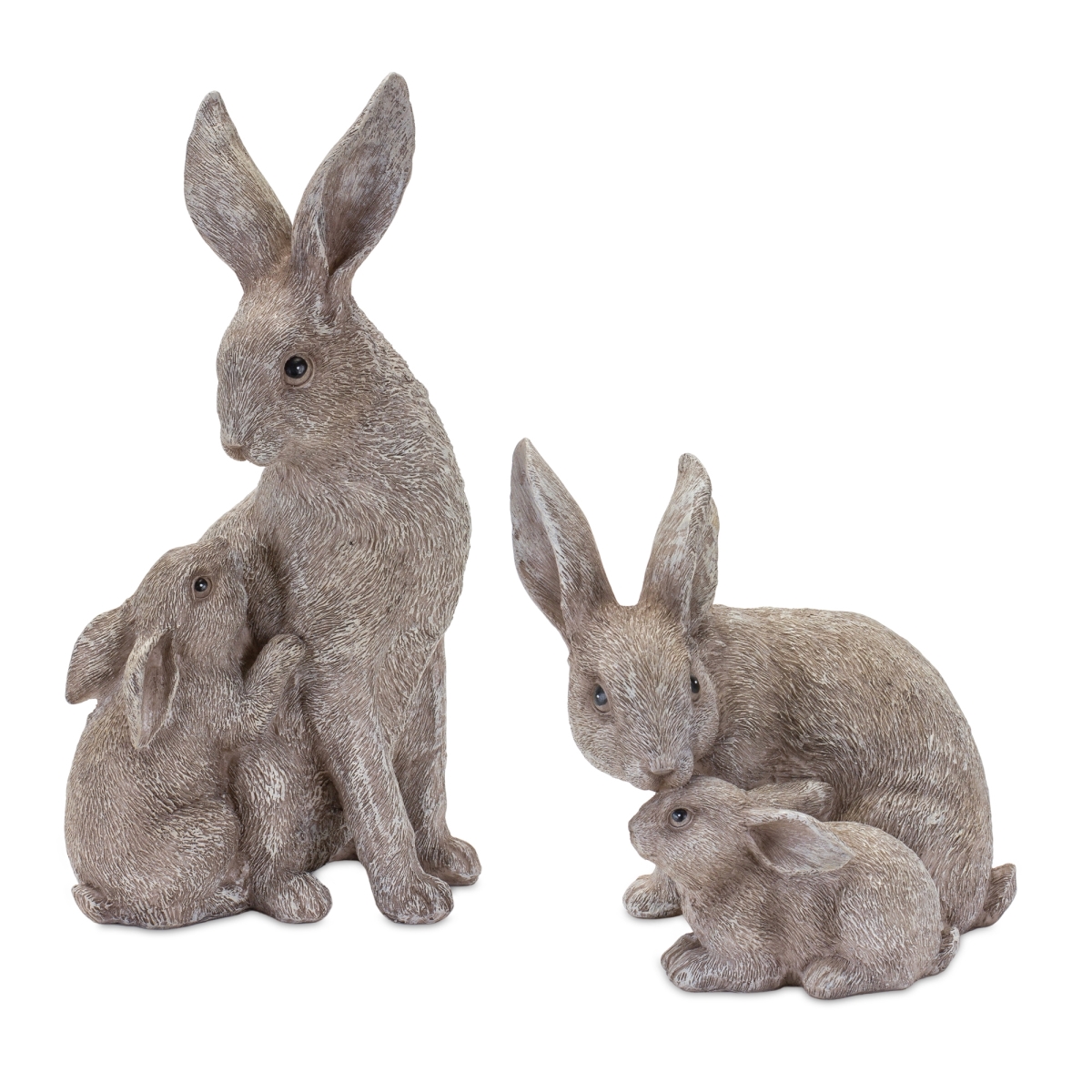 85898DS 7 x 11 in. Resin Rabbit with Bunny, Grey - Set of 2