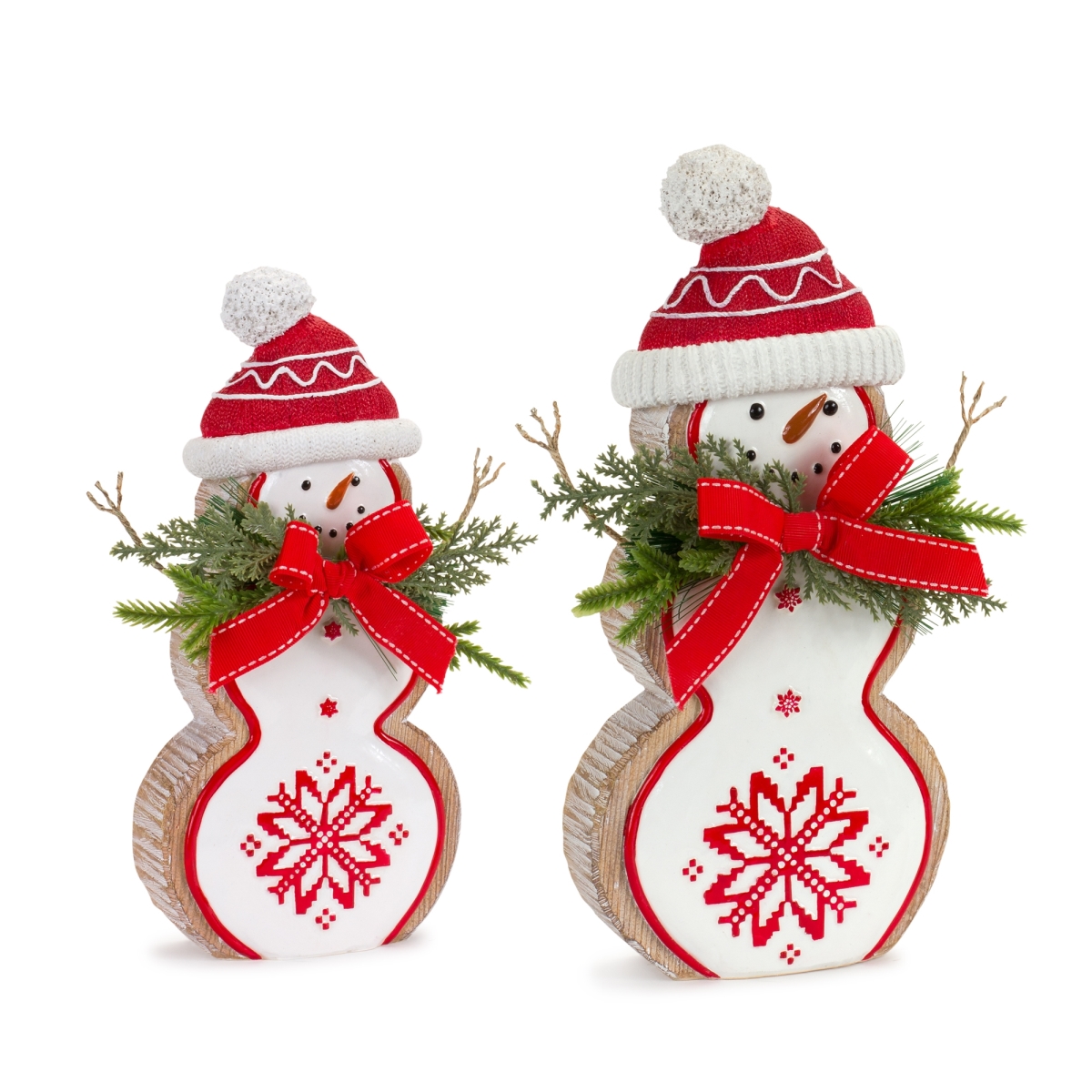 Resin Snowman Figurines - Nordic Design - Set of 2 - Durable Material
