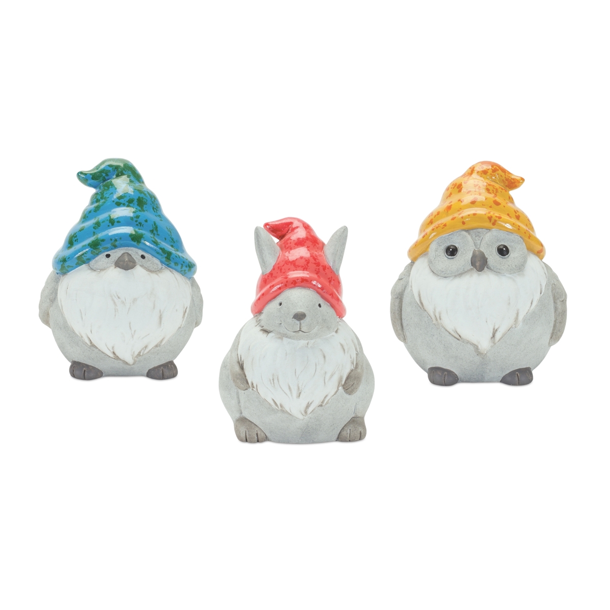 5.5 in. Terra Cotta Animal Gnome, Grey - Set of 6