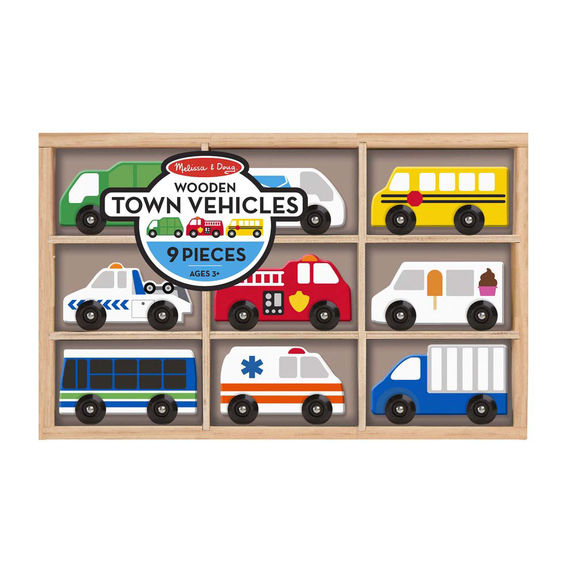 Picture of Melissa & Doug 3170 Wooden Town Vehicles Set - 9 Piece