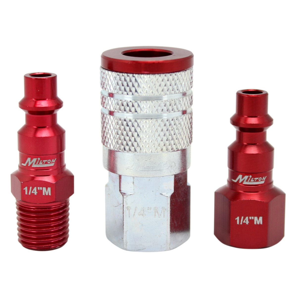 3 Piece M-Style Colorfit Coupler & Plug Kit with 0.25 in. NPT - Red