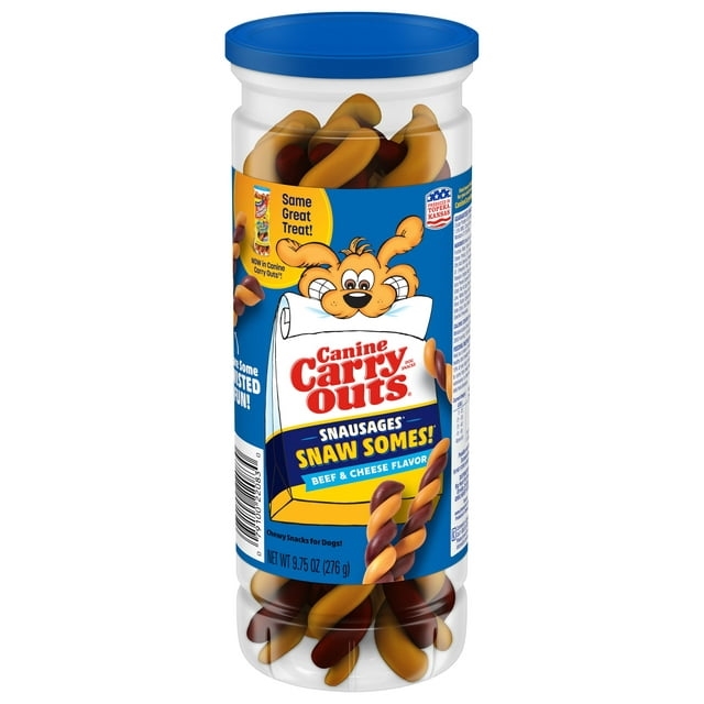 Picture of Canine Carry Outs 220830 Canine Carry Outs Snausages Snaw Somes! Beef & Cheese Dog Treats 9.75oz