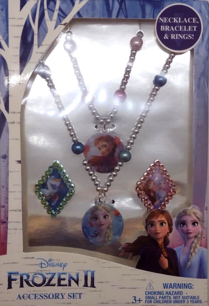 Picture of Disney Frozen 2 Girls 4 Piece Costume Toy Jewelry Set with Silver Rings&#44; Bead Bracelet and Necklace