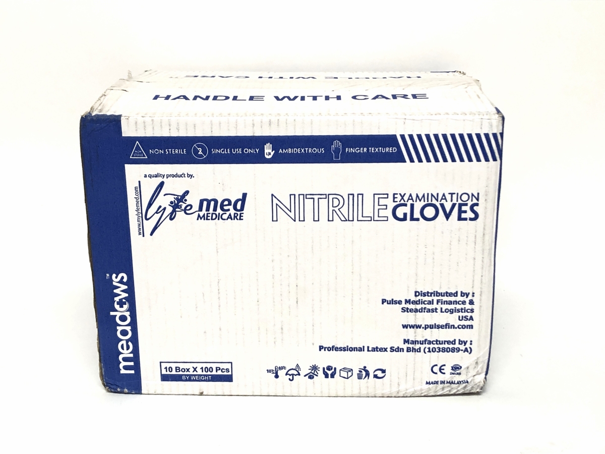 Picture of Lyfe Med Medicare  LMPL217869072 Lyfe Med Medicare Meadows Nitrile Powder-free Non-Sterile Examination Gloves Case of 1000