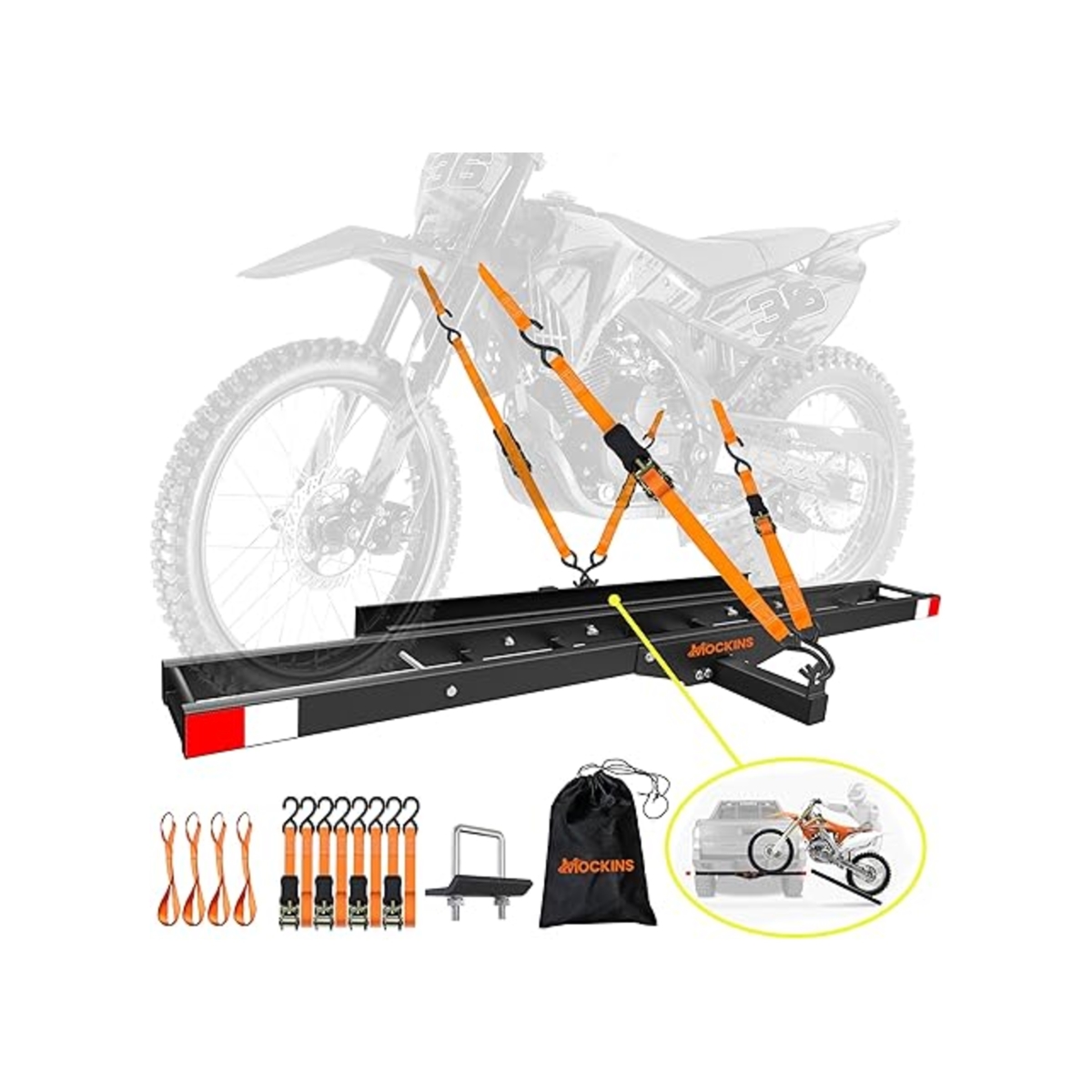 Picture of Mockins  MA-HM-DBC-73-RMP-39 Mockins MA-HM-DBC-73-RMP-39 Dirt Bike Carrier With Straps - Black