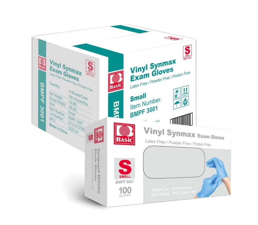 BMPF3001 Basic BMPF3001 Vinyl Synmax Exam Gloves - Small