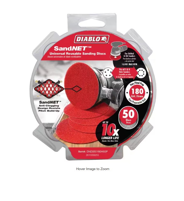 Picture of Diablo Tools DND050180H60P Diablo Tools DND050180H60P SandNet 5&apos; Reusable Sanding Disc 180-Grit - 60 pcs