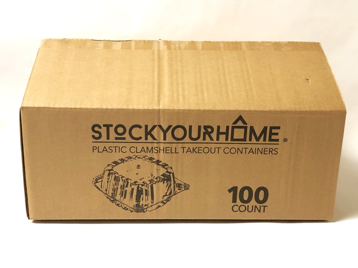 Picture of Stock Your Home 2351 Stock Your Home Plastic Clear Clamshell Takeout Containers - Pack of 100
