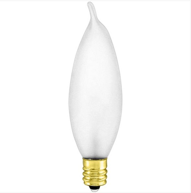 A3678  A3678 Decorative Incandescent Flame Tip Bulb Pack of 25 - Frost White