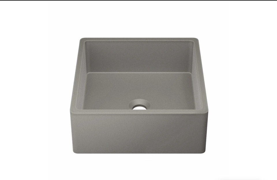 SM-VSC101E  SM-VSC101E Lisse Square Concrete Vessel Bathroom Sink, Dark Grey