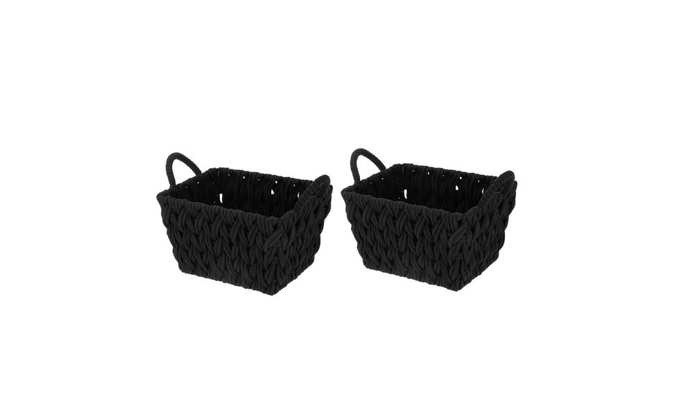 BH640002  BH640002 Medium Black Woven Rope Basket Set of 2