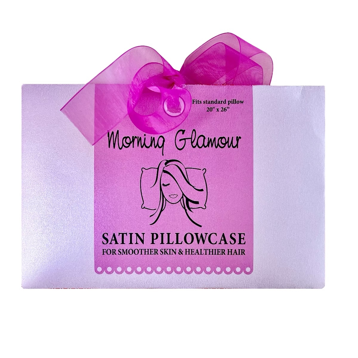 852408007699 Satin Pillowcase In Gift Box with Ribbon Bow-CHARCOAL