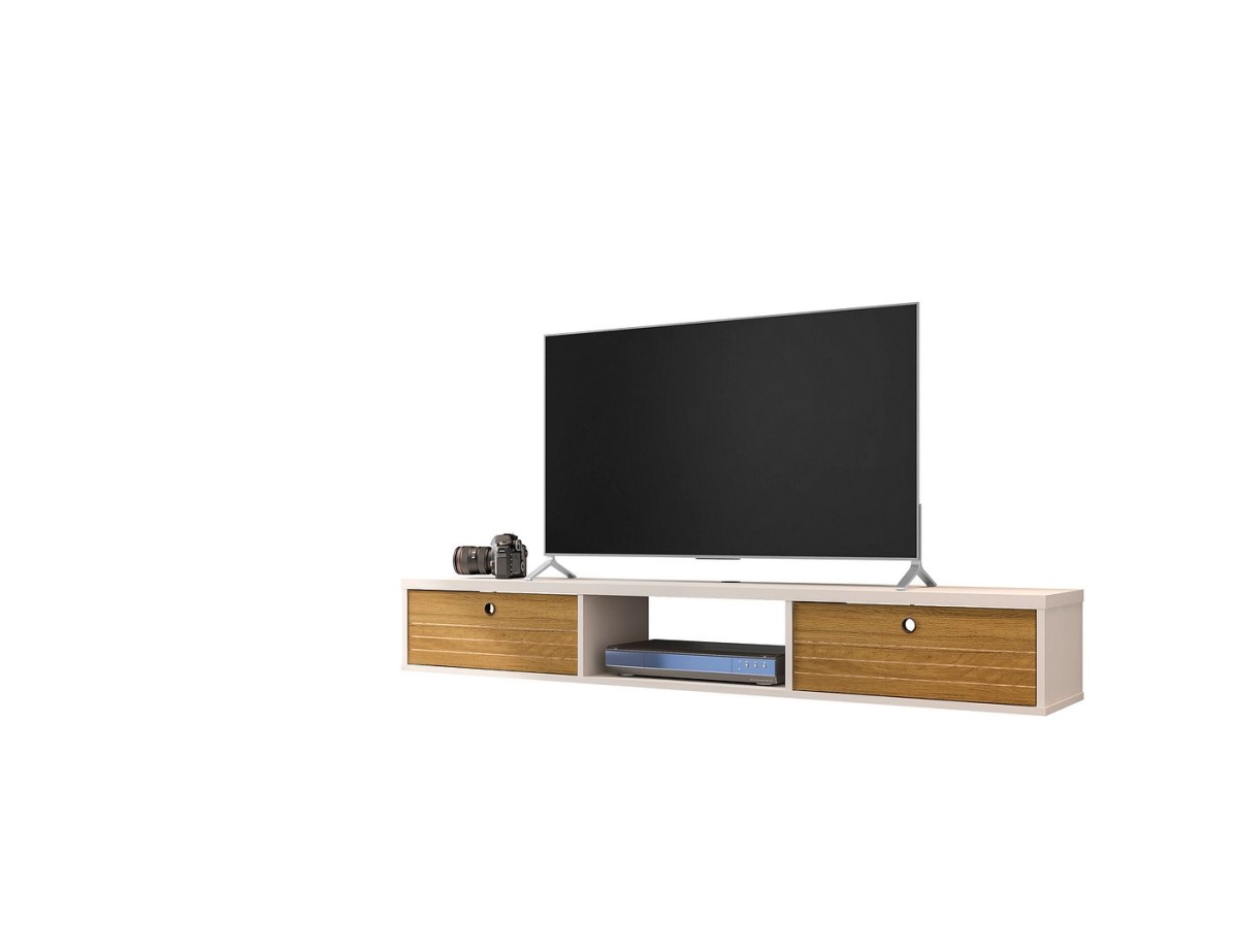 Picture of Manhattan Comfort 220BMC12 Liberty Mid-Century Modern Floating Entertainment Center with 3 Shelves in Off White & Cinnamon&#44; 11.81 x 62.99 x 9.05 in.