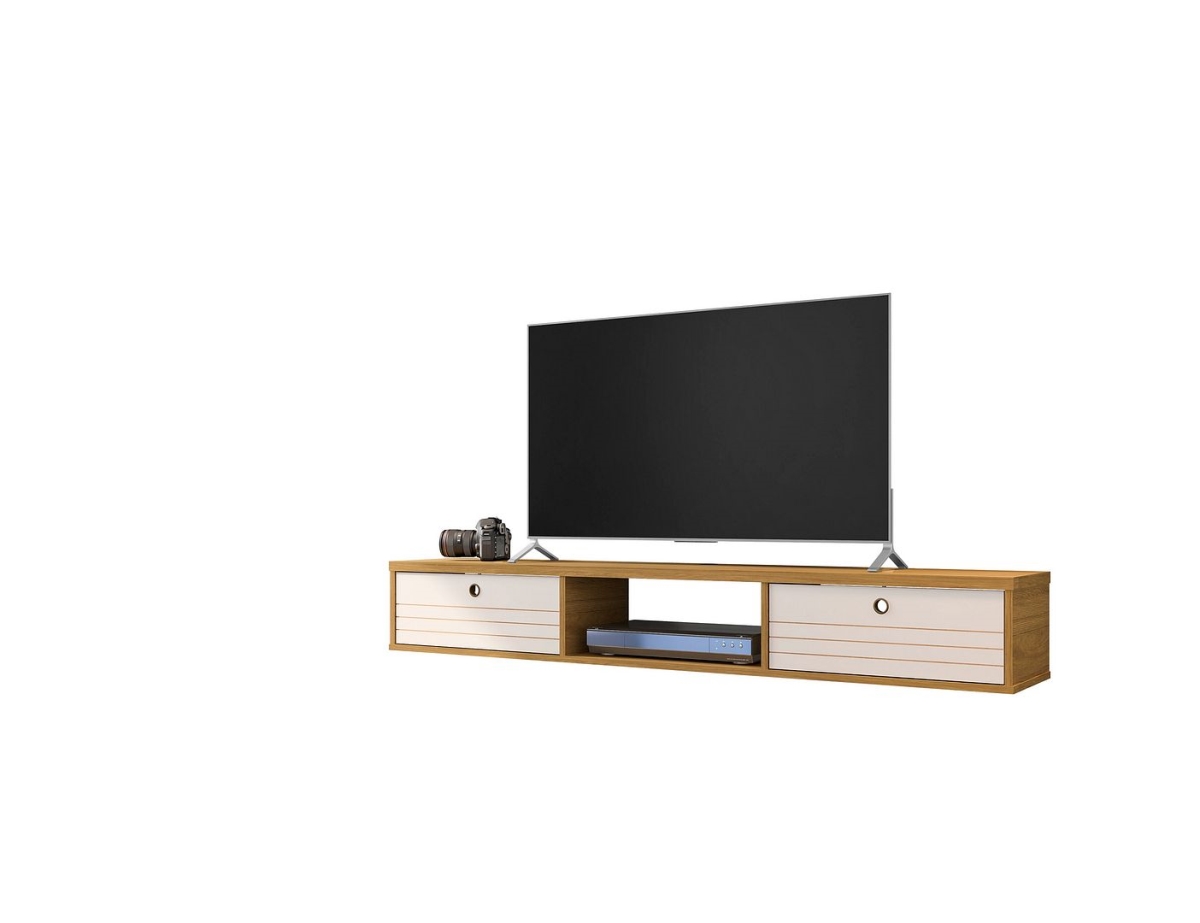 Picture of Manhattan Comfort 220BMC21 Liberty Mid-Century Modern Floating Entertainment Center with 3 Shelves in Cinnamon & Off White&#44; 11.81 x 62.99 x 9.05 in.