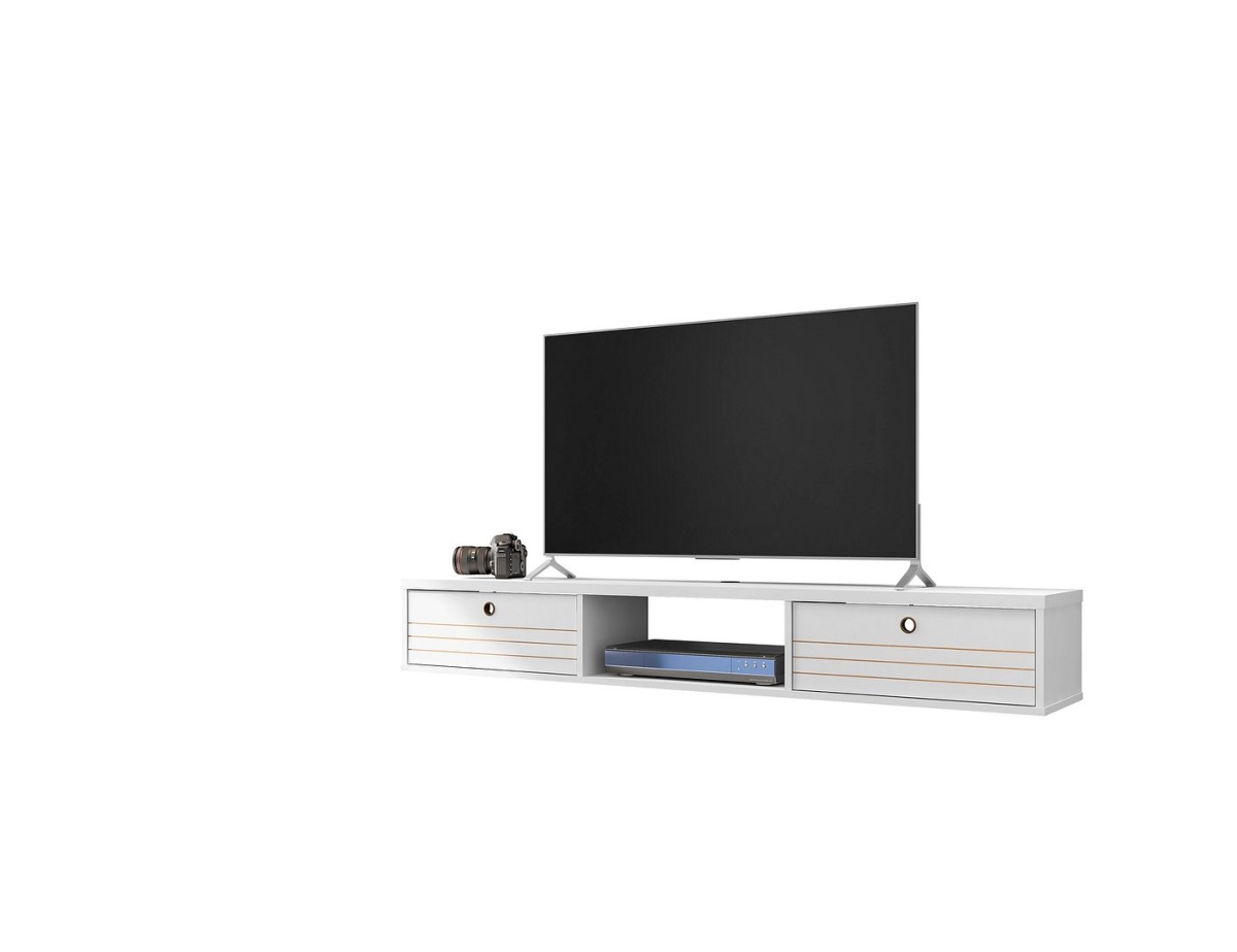 Picture of Manhattan Comfort 220BMC6 Liberty Mid-Century Modern Floating Entertainment Center with 3 Shelves in White&#44; 11.81 x 62.99 x 9.05 in.