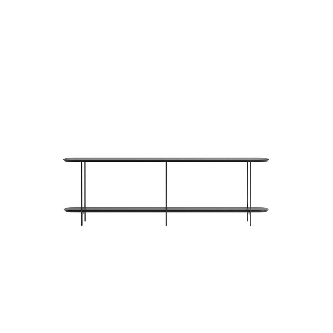 Celine Side Table Console with Steel Legs in Black, 22.63 x 70.86 x 13.97 in.