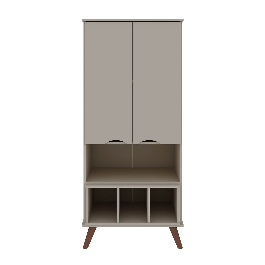 14PMC6 Hampton Display Cabinet 6 Shelves & Solid Wood Legs in Off White, 60.7 x 26.77 x 21.26 in.
