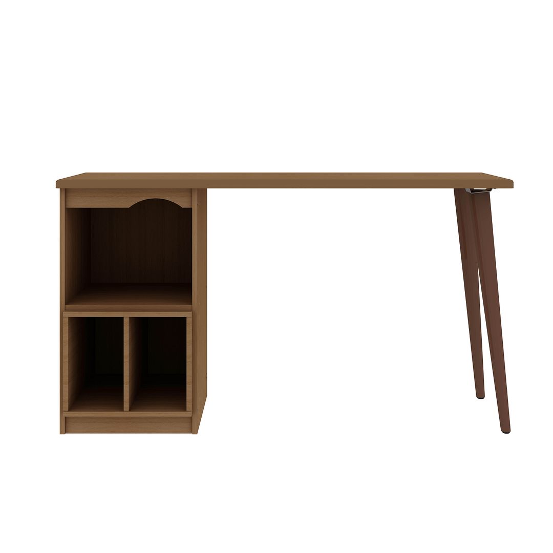 15PMC5 Hampton Home Office Desk with 3 Cubby Spaces & Solid Wood Legs in Maple Cream, 29.92 x 53.54 x 20.86 in.