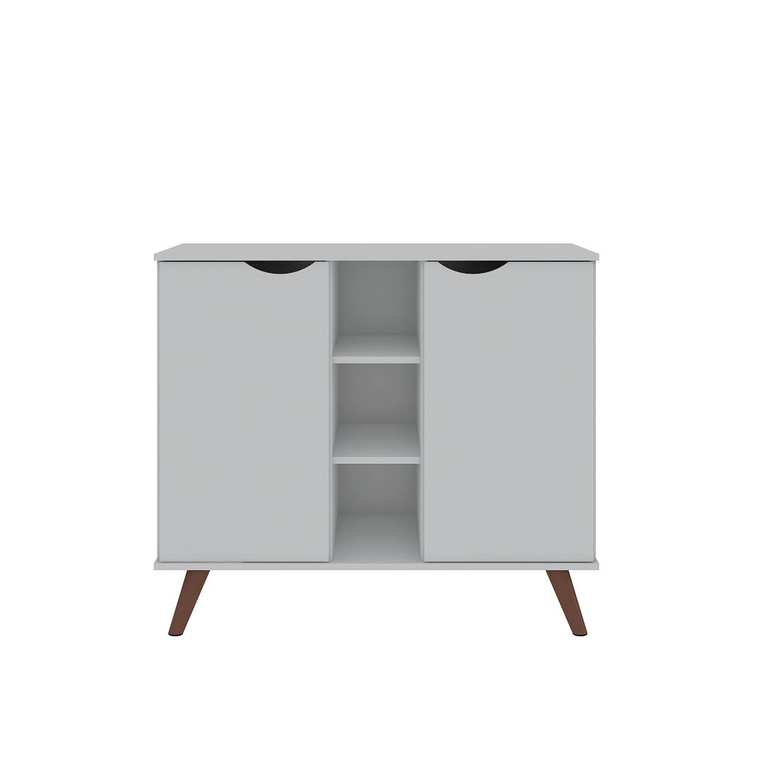 Picture of Manhattan Comfort 16PMC1 Hampton Buffet Stand Cabinet with 7 Shelves & Solid Wood Legs in White&#44; 33.86 x 39.37 x 21.26 in.