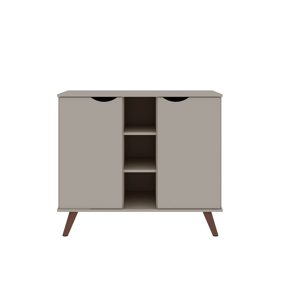 Picture of Manhattan Comfort 16PMC6 Hampton Buffet Stand Cabinet with 7 Shelves & Solid Wood Legs in Off White&#44; 33.86 x 39.37 x 21.26 in.