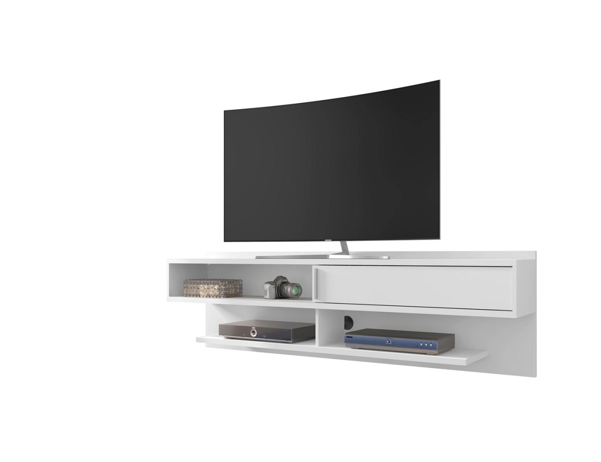 Picture of Manhattan Comfort 222BMC6 Astor Modern Floating Entertainment Center 1.0 with Media Shelves in White&#44; 21.26 x 70.86 x 12.87 in.