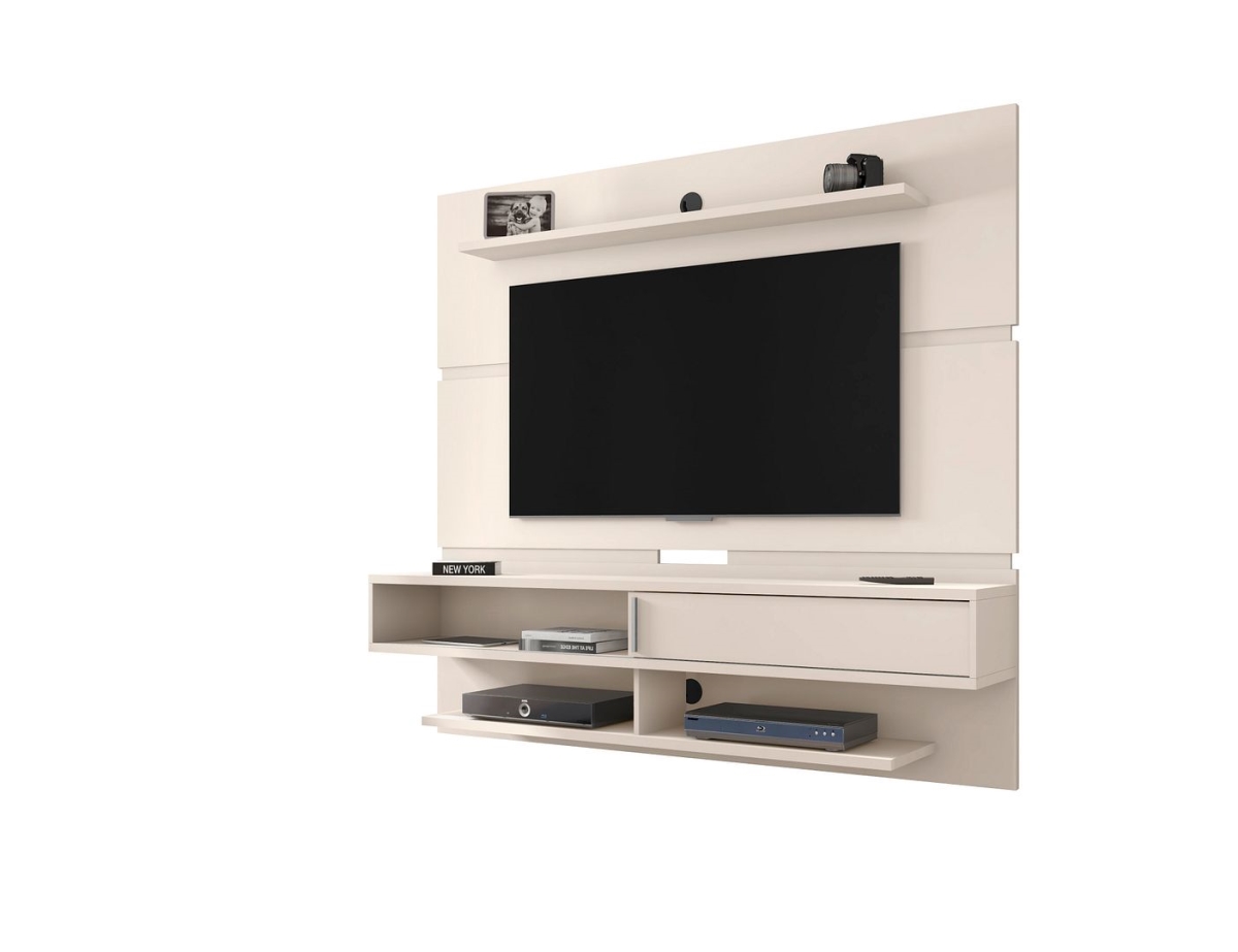 Picture of Manhattan Comfort 223BMC1 Astor Modern Floating Entertainment Center 2.0 with Media & Decor Shelves in Off White&#44; 65.82 x 70.86 x 13.38 in.