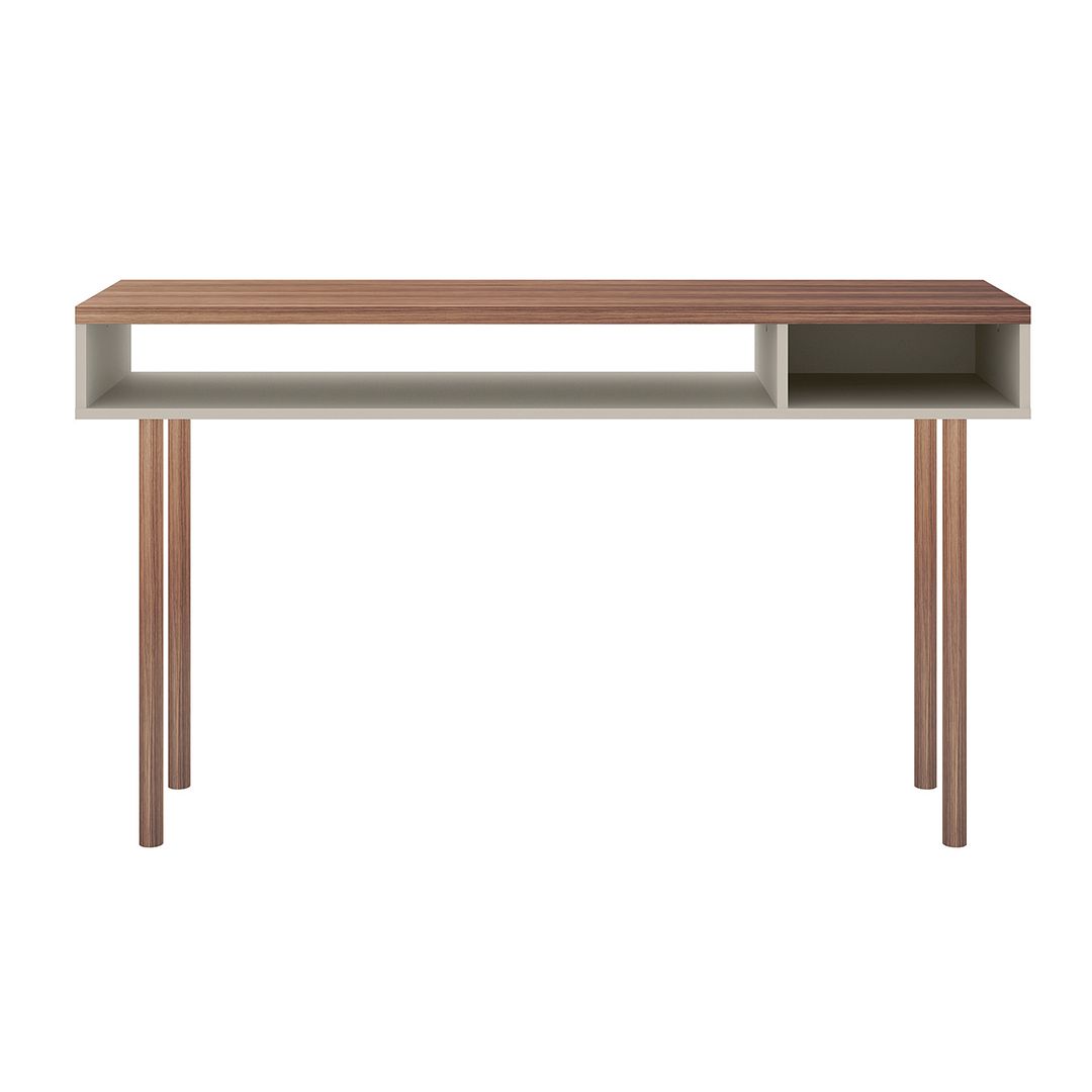 4LC1 Windsor Modern Console Accent Table Entryway with 2 Shelves in Off White & Nature, 30.71 x 47.24 x 14.17 in.